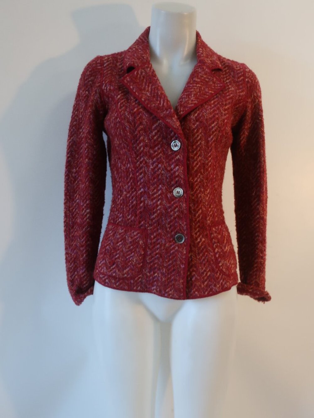 Women Leggiadro Red Tweed Blazer S